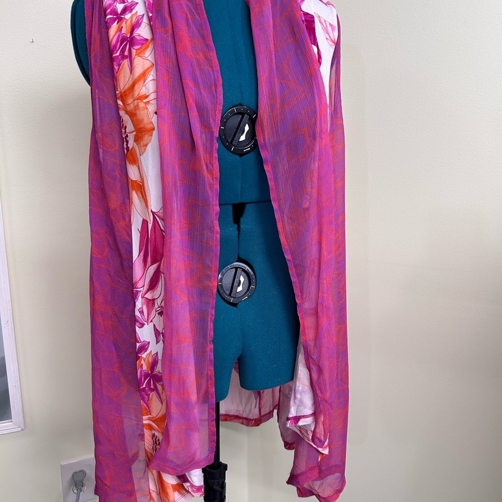 Soft Surroundings Pink and Orange Floral Scarf